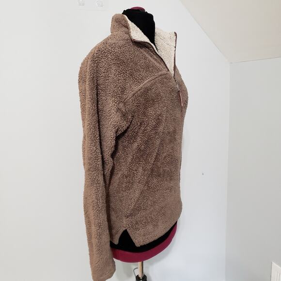 True Grit Sherpa Collared Soft Quarter Zip Front Pullover Long Sleeves Jacket - Picture 3 of 11